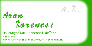 aron korencsi business card